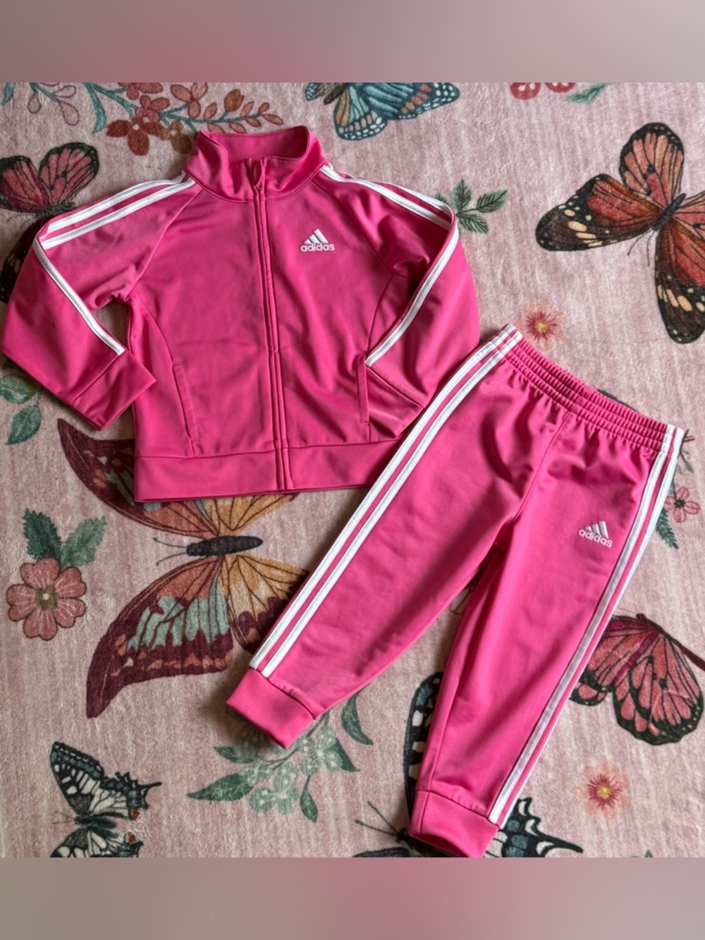 adidas Hot Pink Girls Two-Piece Track Jacket and Pants
